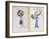 The Eagle Owl Fur Hat" and "The Crane Hat," Cartoon Fashion Plates, 1910-Xavier Sager-Framed Giclee Print