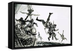 The Earl of Cumberland, Pirate, Boards a Portuguese Carrack-Graham Coton-Framed Stretched Canvas