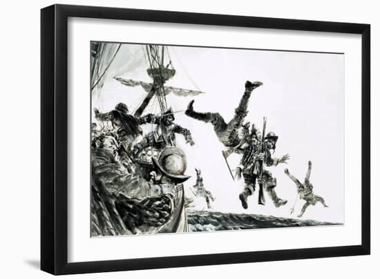 The Earl of Cumberland, Pirate, Boards a Portuguese Carrack-Graham Coton-Framed Giclee Print