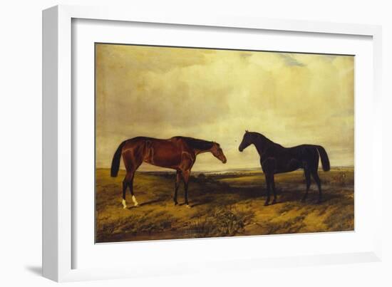 The Earl of Granards's Bright Bay Filly and Dark Bay Stallion Standing in an Extensive Landscape-William Luker-Framed Giclee Print