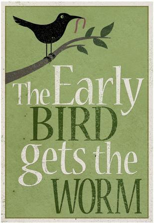 EARLY BIRD GETS THE WORM QUOTE POSTER A3 A4 Motivational Retro Wall Art 