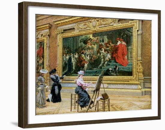 The Earnest Pupil in the Rubens' Room, 1902 (Oil on Canvas)-Louis Beroud-Framed Giclee Print