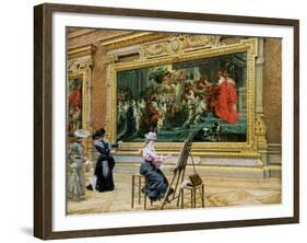 The Earnest Pupil in the Rubens' Room, 1902 (Oil on Canvas)-Louis Beroud-Framed Giclee Print