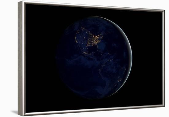 The Earth at Night By Satellite NASA-null-Framed Poster