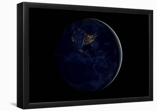 The Earth at Night By Satellite NASA-null-Framed Poster