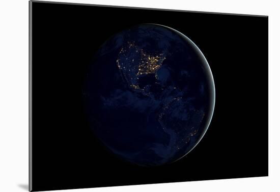 The Earth at Night By Satellite NASA-null-Mounted Poster