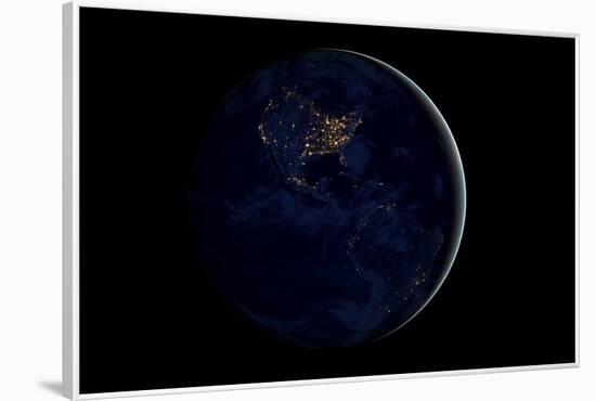 The Earth at Night By Satellite NASA-null-Framed Poster