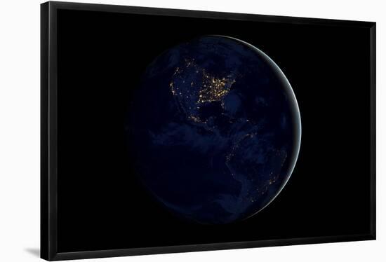 The Earth at Night By Satellite NASA-null-Framed Poster