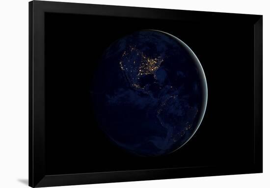 The Earth at Night By Satellite NASA-null-Framed Poster