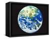 The earth, computer graphic, black background-null-Framed Stretched Canvas