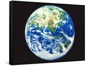 The earth, computer graphic, black background-null-Framed Stretched Canvas