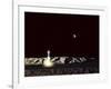 The Earth Hangs in the Low Lunar Sky as a Sleek Moonship Lifts Off from the Lunar Hills-null-Framed Photographic Print