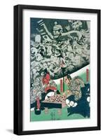 The Earth Spider Making Magic in the Palace of Raiko-Kuniyoshi Utagawa-Framed Premium Giclee Print