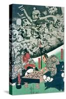 The Earth Spider Making Magic in the Palace of Raiko-Kuniyoshi Utagawa-Stretched Canvas