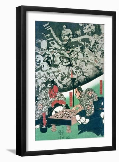 The Earth Spider Making Magic in the Palace of Raiko-Kuniyoshi Utagawa-Framed Giclee Print