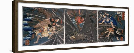 The Earth Spider Slain by the Hero Raiko's Retainers (944-1021)-Kuniyoshi Utagawa-Framed Giclee Print