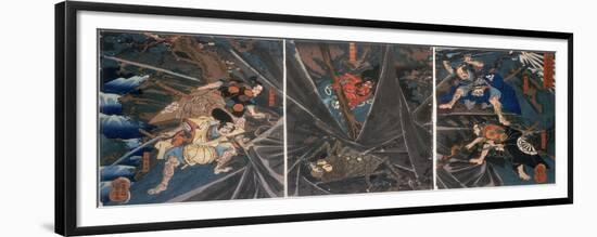 The Earth Spider Slain by the Hero Raiko's Retainers (944-1021)-Kuniyoshi Utagawa-Framed Giclee Print