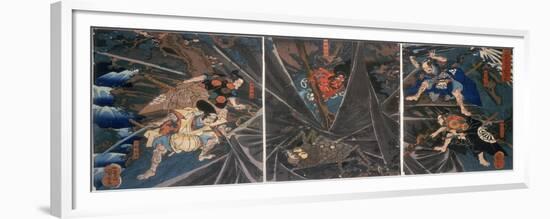 The Earth Spider Slain by the Hero Raiko's Retainers (944-1021)-Kuniyoshi Utagawa-Framed Giclee Print