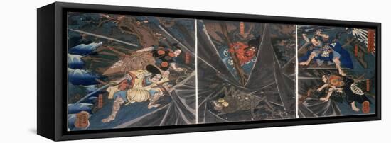 The Earth Spider Slain by the Hero Raiko's Retainers (944-1021)-Kuniyoshi Utagawa-Framed Stretched Canvas