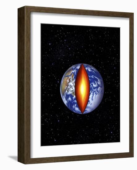 The Earth with the Center Cutaway to Reveal it's Core-null-Framed Art Print