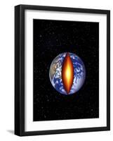 The Earth with the Center Cutaway to Reveal it's Core-null-Framed Art Print