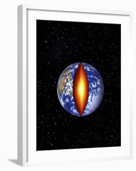 The Earth with the Center Cutaway to Reveal it's Core-null-Framed Art Print