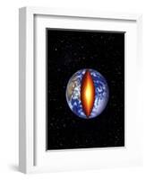 The Earth with the Center Cutaway to Reveal it's Core-null-Framed Art Print