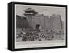 The East Gate of the Sacred City of Moukden-Charles Joseph Staniland-Framed Stretched Canvas