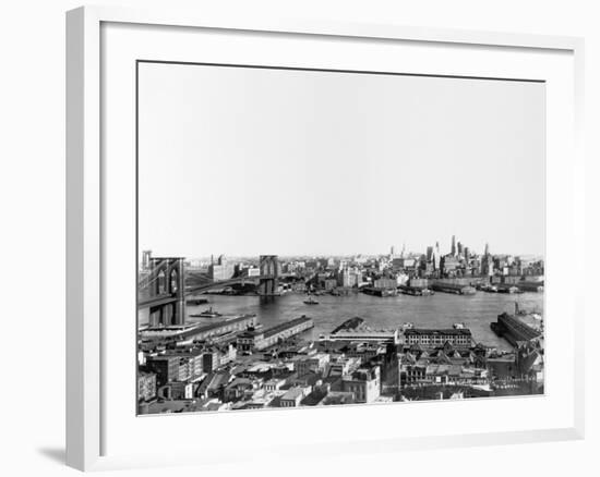 The East River, Brooklyn Bridge and Brooklyn-Irving Underhill-Framed Photographic Print