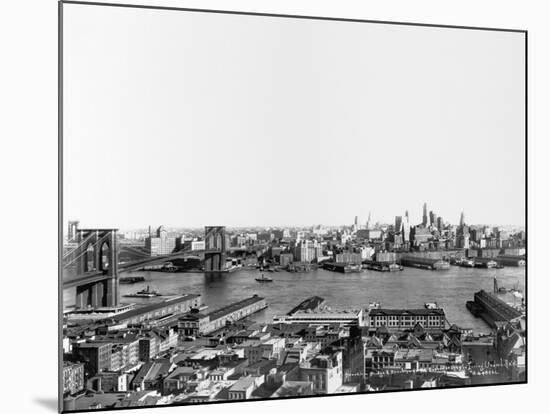 The East River, Brooklyn Bridge and Brooklyn-Irving Underhill-Mounted Photographic Print