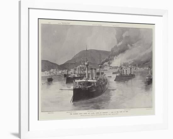 The Eastern Crisis, Scene Off Canea, Crete, on 5 February, Part of the Town on Fire-William Heysham Overend-Framed Giclee Print