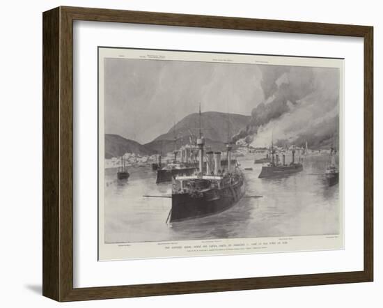 The Eastern Crisis, Scene Off Canea, Crete, on 5 February, Part of the Town on Fire-William Heysham Overend-Framed Giclee Print