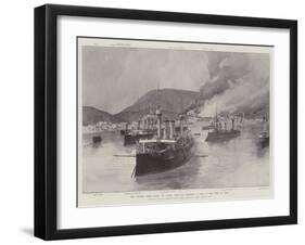 The Eastern Crisis, Scene Off Canea, Crete, on 5 February, Part of the Town on Fire-William Heysham Overend-Framed Giclee Print