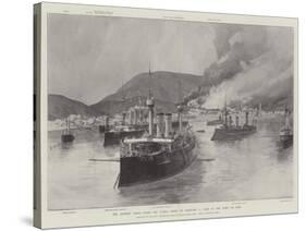 The Eastern Crisis, Scene Off Canea, Crete, on 5 February, Part of the Town on Fire-William Heysham Overend-Stretched Canvas