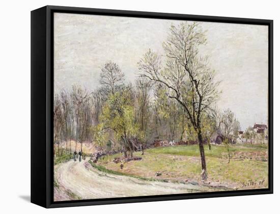 The Edge of the Forest in Spring, in Evening-Alfred Sisley-Framed Stretched Canvas