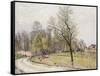 The Edge of the Forest in Spring, in Evening-Alfred Sisley-Framed Stretched Canvas