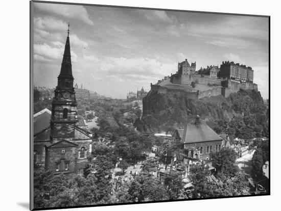 The Edinburgh Castle Sitting High on a Rock Above St. Cuthbert's Church-Hans Wild-Mounted Photographic Print