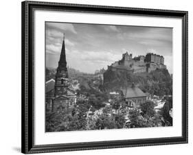 The Edinburgh Castle Sitting High on a Rock Above St. Cuthbert's Church-Hans Wild-Framed Photographic Print