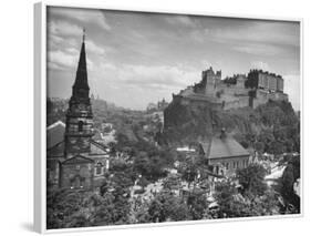 The Edinburgh Castle Sitting High on a Rock Above St. Cuthbert's Church-Hans Wild-Framed Photographic Print