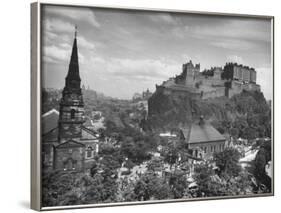 The Edinburgh Castle Sitting High on a Rock Above St. Cuthbert's Church-Hans Wild-Framed Photographic Print