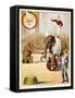 The Educated Elephants'. an Involving Elephants and Clowns in a Circus-null-Framed Stretched Canvas