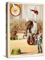 The Educated Elephants'. an Involving Elephants and Clowns in a Circus-null-Stretched Canvas