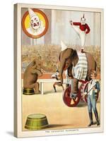 The Educated Elephants'. an Involving Elephants and Clowns in a Circus-null-Stretched Canvas