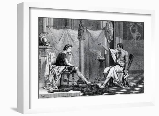 The Education of Alexander the Great by Aristotle from a Book by L. Figuier-null-Framed Giclee Print