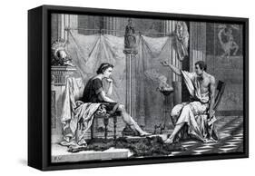 The Education of Alexander the Great by Aristotle from a Book by L. Figuier-null-Framed Stretched Canvas