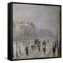The Effect of Snow on the Boulevard's Appearance-Camille Pissarro-Framed Stretched Canvas