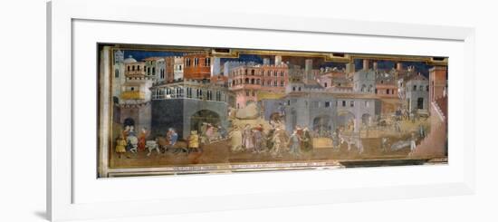 The effects of good government in cities-Ambrogio Lorenzetti-Framed Giclee Print