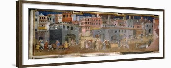 The effects of good government in cities-Ambrogio Lorenzetti-Framed Giclee Print