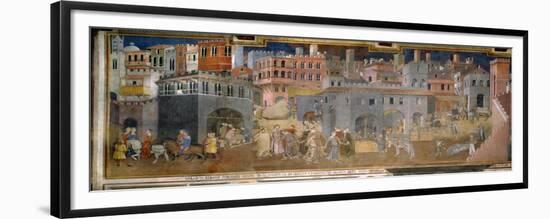 The effects of good government in cities-Ambrogio Lorenzetti-Framed Giclee Print