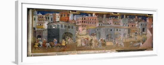 The effects of good government in cities-Ambrogio Lorenzetti-Framed Giclee Print